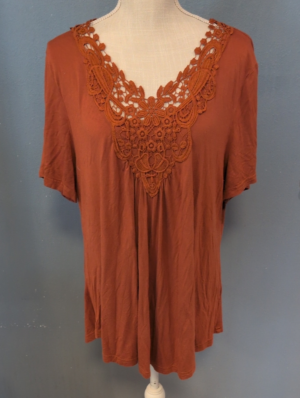 Tralilbee Crochet Floral Boho Fall Ruffled Tunic Blouse Grandma Cottagecore